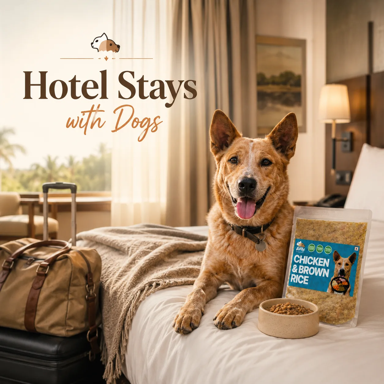 Pet-friendly hotel stay with dog food ready