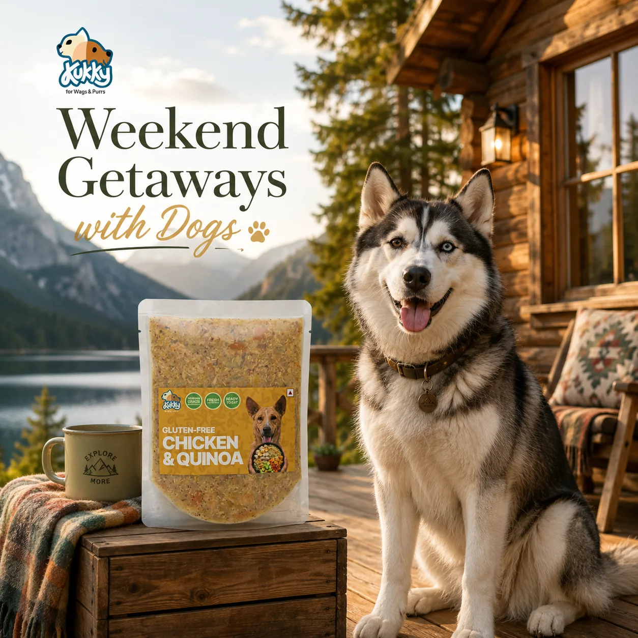 Weekend getaway meal packed for a dog