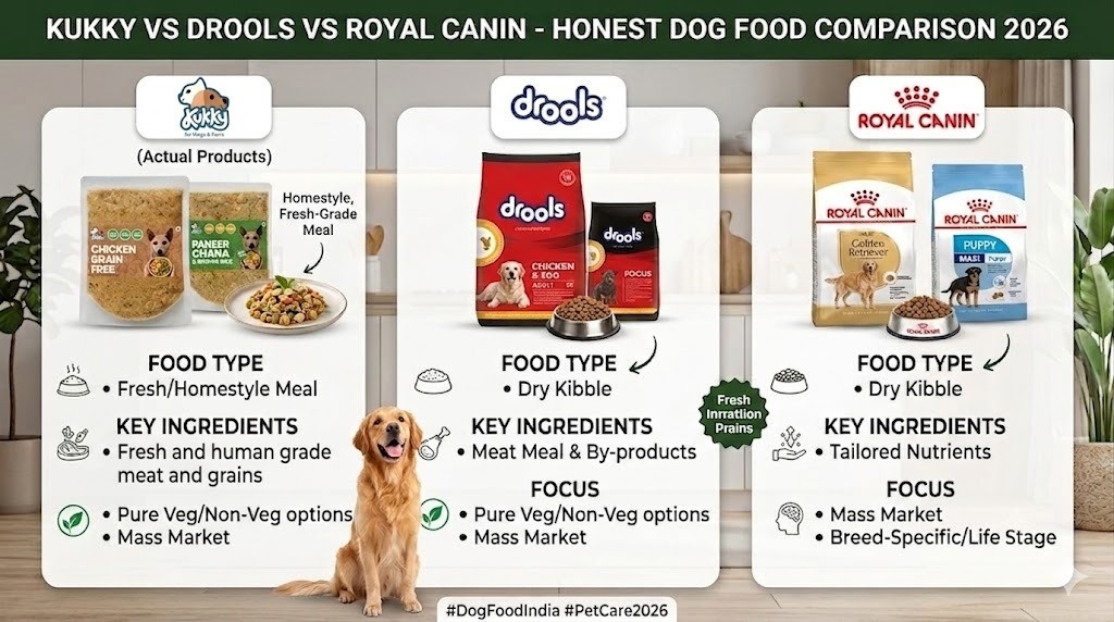 Kukky vs Drools vs Royal Canin - Honest Dog Food Comparison 2026