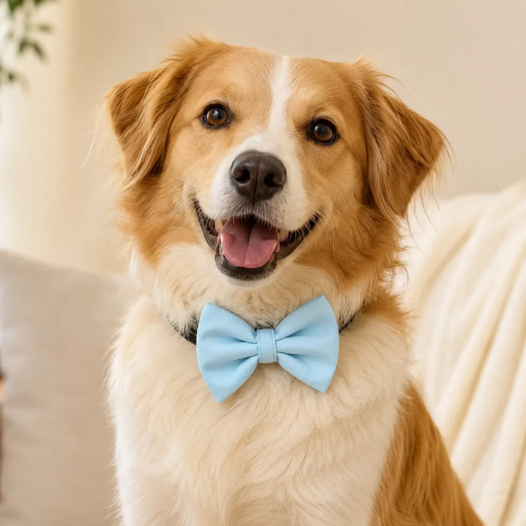 Powder Blue Classic Handmade Cotton Dog Bow