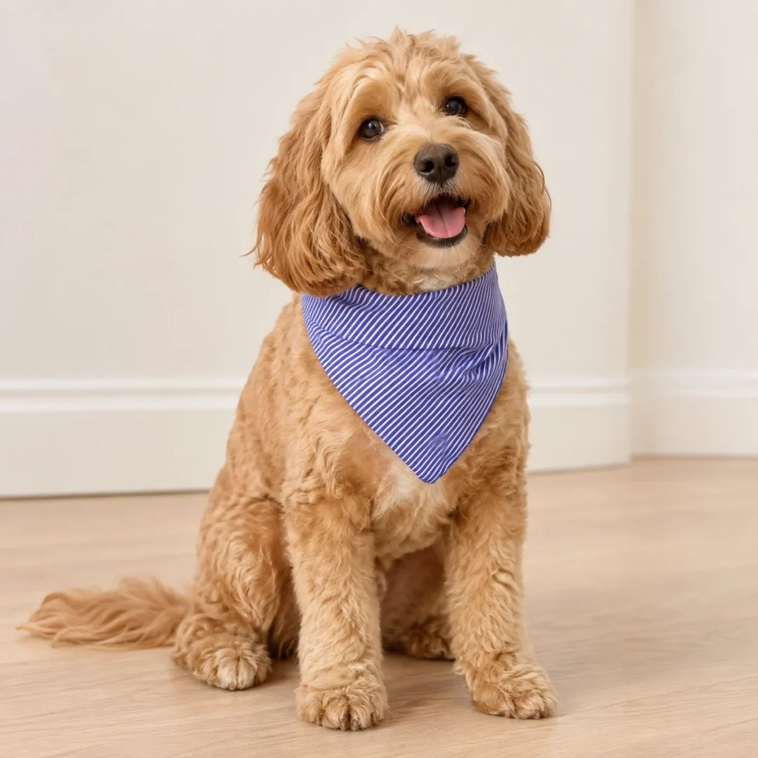 Blue Pinstripe Handmade Cotton Dog Bandana