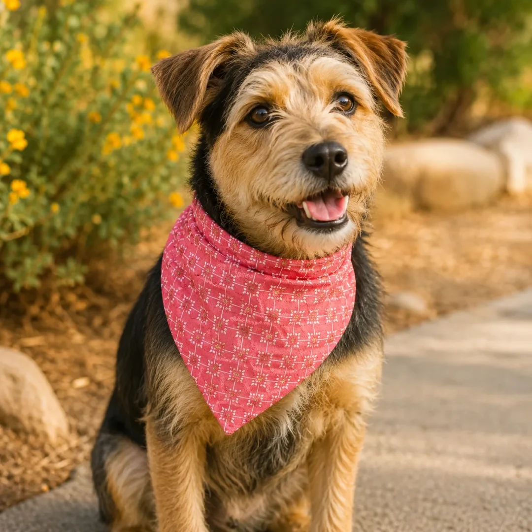 Pink Meadow Handmade Cotton Dog Bandana
